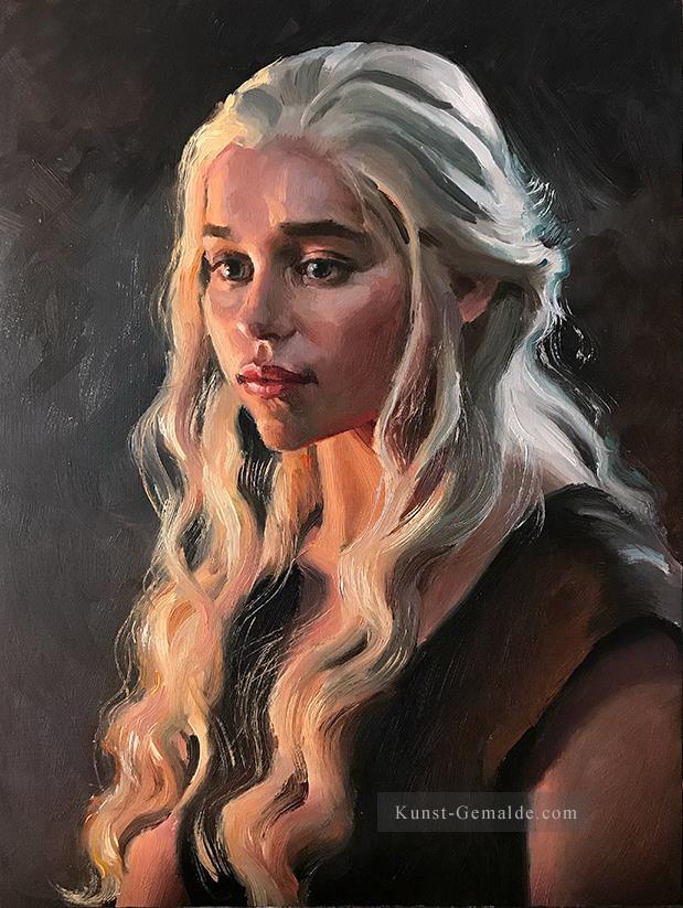 Porträt von Daenerys Targaryen pastos Spiel der Throne Ölgemälde